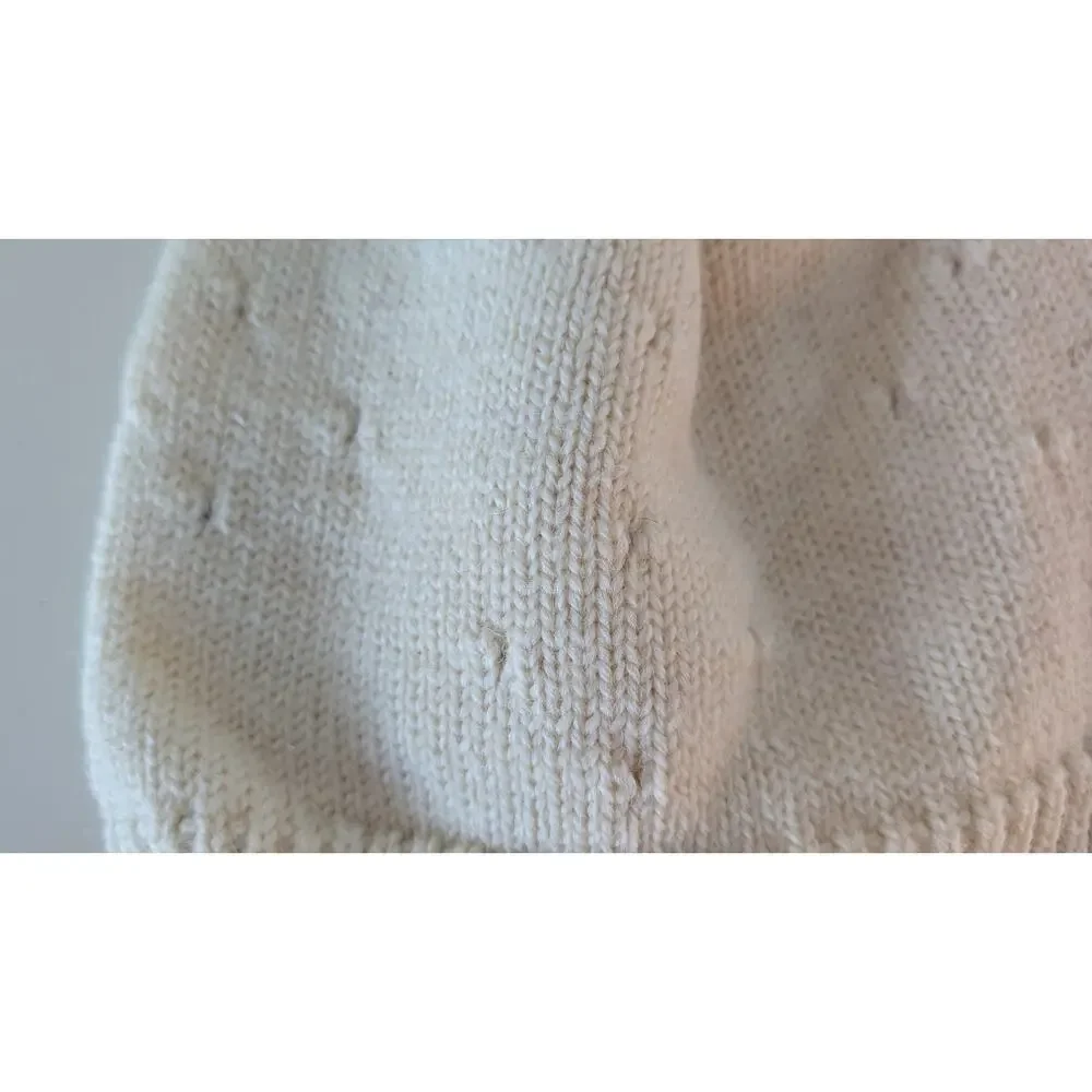 Molly Goddard Cream One Size Wool Lace Hole Beanie NEW!